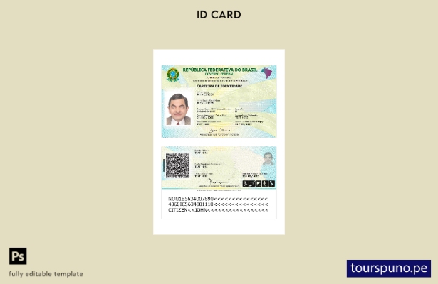 lista para imprimir la plantilla de versión de tarjeta de identidad de Brasil